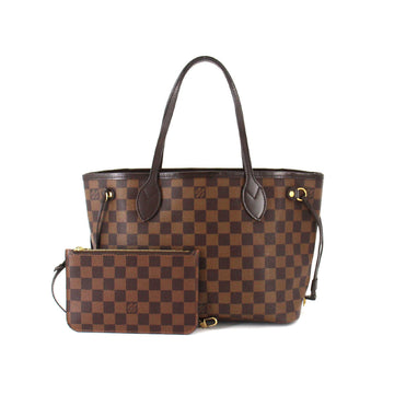 Louis Vuitton Damier Neverfull PM Tote Bag Brown N41359 Gold Hardware