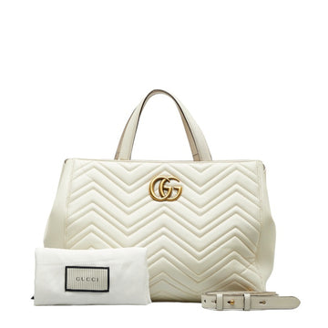 GUCCI GG Marmont Quilted Medium Handbag Shoulder Bag 443505 White Leather Ladies