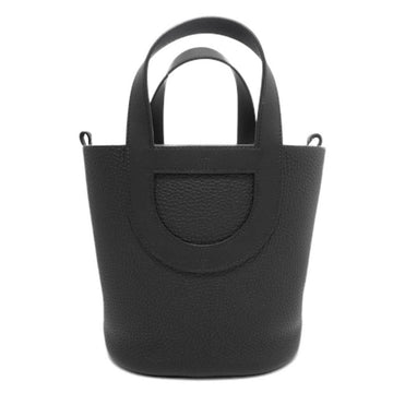 HERMES Men,Women Taurillon Clemence Leather Handbag,Tote Bag Black