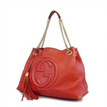 GUCCIAuth  Shoulder Bag Soho 308982 Leather Red Gold metal