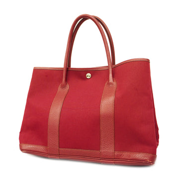 HERMESAuth  Garden Party PM D Stamp Women's Toile Officier Tote Bag Red Color