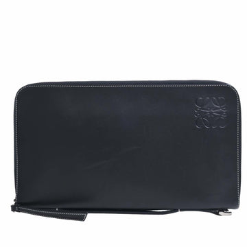 LOEWE Leather Anagram Clutch Bag Second Black Ladies