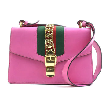 GUCCI Shoulder Bag Sylvie Leather/Metal Pink/Gold Women's 421882