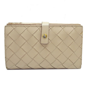 BOTTEGA VENETA Intrecciato Bifold Women's Wallet 609070 Calf Beige