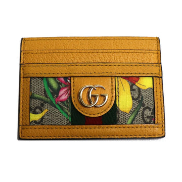 GUCCI Ophidia GG Floral Card Case Yellow 523159 Women's