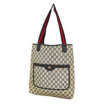 GUCCI Tote Bag GG Supreme Sherry Line 39 02 003 Navy Gold Hardware Women's