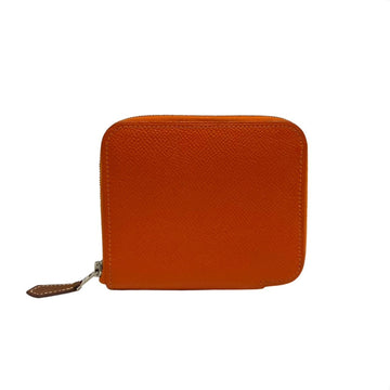 HERMES Azap Silk-in Compact Vaux Epson Leather Round Zip Bifold Wallet