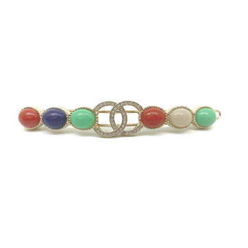 CHANEL Valletta Hair Accessory Coco Mark Multicolor Multistone Color Stone Green Red Blue Gold