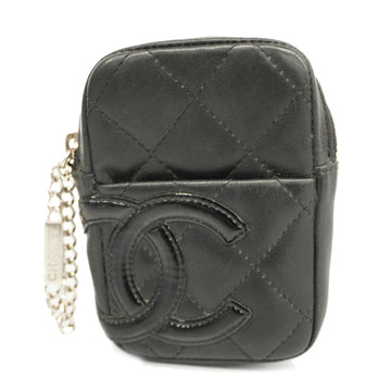 CHANELAuth  Ligne Cambon Leather Pouch Black