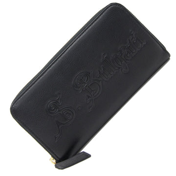 Bvlgari Round Wallet 33855 Black Leather Ladies