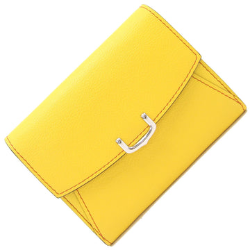 Cartier Bi-Fold Wallet C de Small CRL3001502 Yellow Leather Ladies