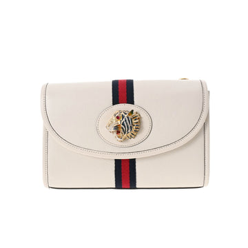 GUCCI Digerhead Raja White 570145 Women's Leather Shoulder Bag