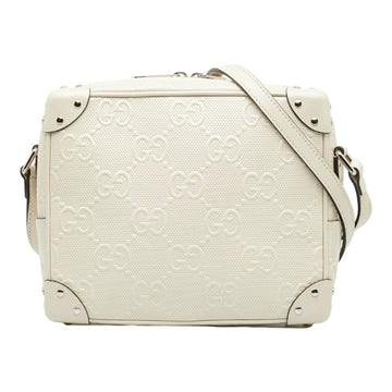 GUCCI GG embossed shoulder bag 626363 white leather ladies