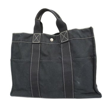 HERMES Tote Bag Deauville MM Canvas Black Ladies