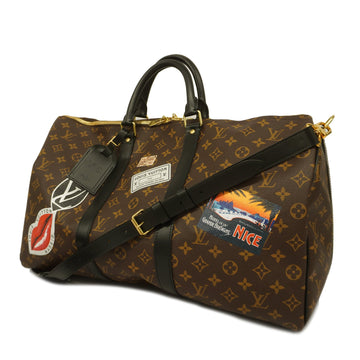 LOUIS VUITTONAuth  Monogram Macassar Keepall Bandouliere 50 My LV World Tour Boston Bag