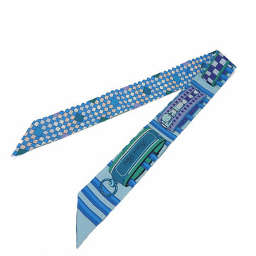 HERMES Twille scarf Accessories Colliers de chiens remix 100% silk Blue Green Purple Multicolor blue green purple