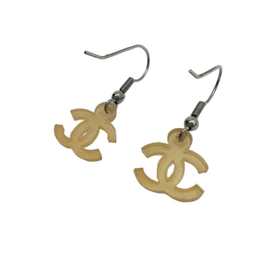 Chanel here mark earrings beige vintage ladies accessories