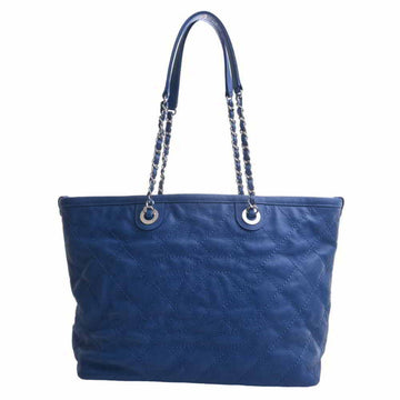 CHANEL Caviar Skin Matrasse Coco Mark Chain Tote Bag A92754 Blue