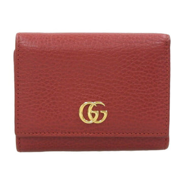 GUCCI Petit Marmont Leather Trifold Wallet 474746 Red