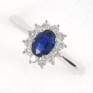 SEIKO Jewelry PT900 Ring No. 12 Sapphire 0.54 Diamond 0.26 Total Weight Approx. 4.3g