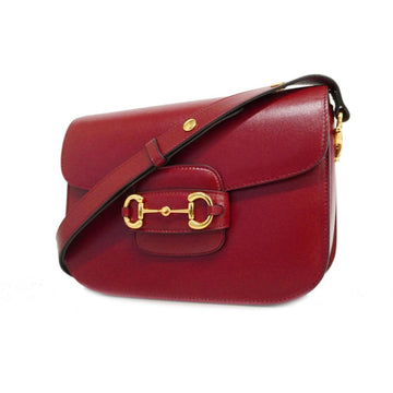 GUCCI Shoulder Bag Horsebit 1955 602204 Leather Red Ladies