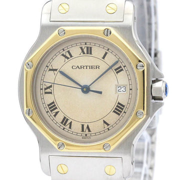 CARTIERPolished  Santos Octagon 18K Gold Steel Automatic Mens Watch BF553654