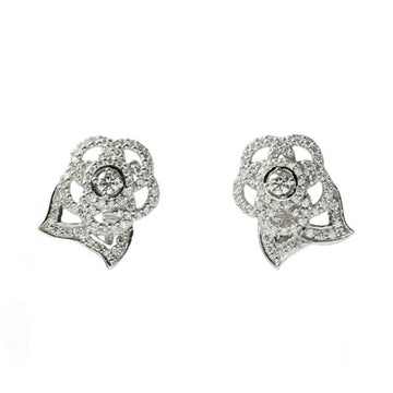 CHANEL Camellia K18WG White Gold Earrings