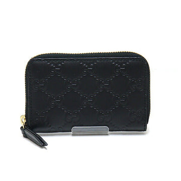 GUCCI signature leather card case sima round 447939 black