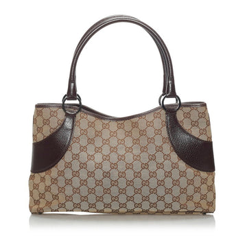 Gucci GG Canvas Handbag 113015 Beige Brown Leather Ladies GUCCI