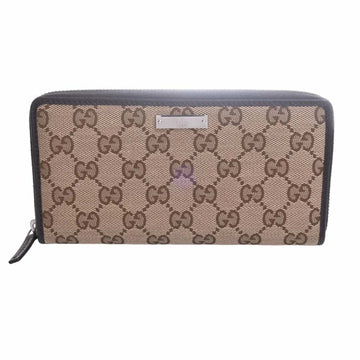 GUCCI GG Canvas Round Long Wallet 307980 Beige Brown Women's