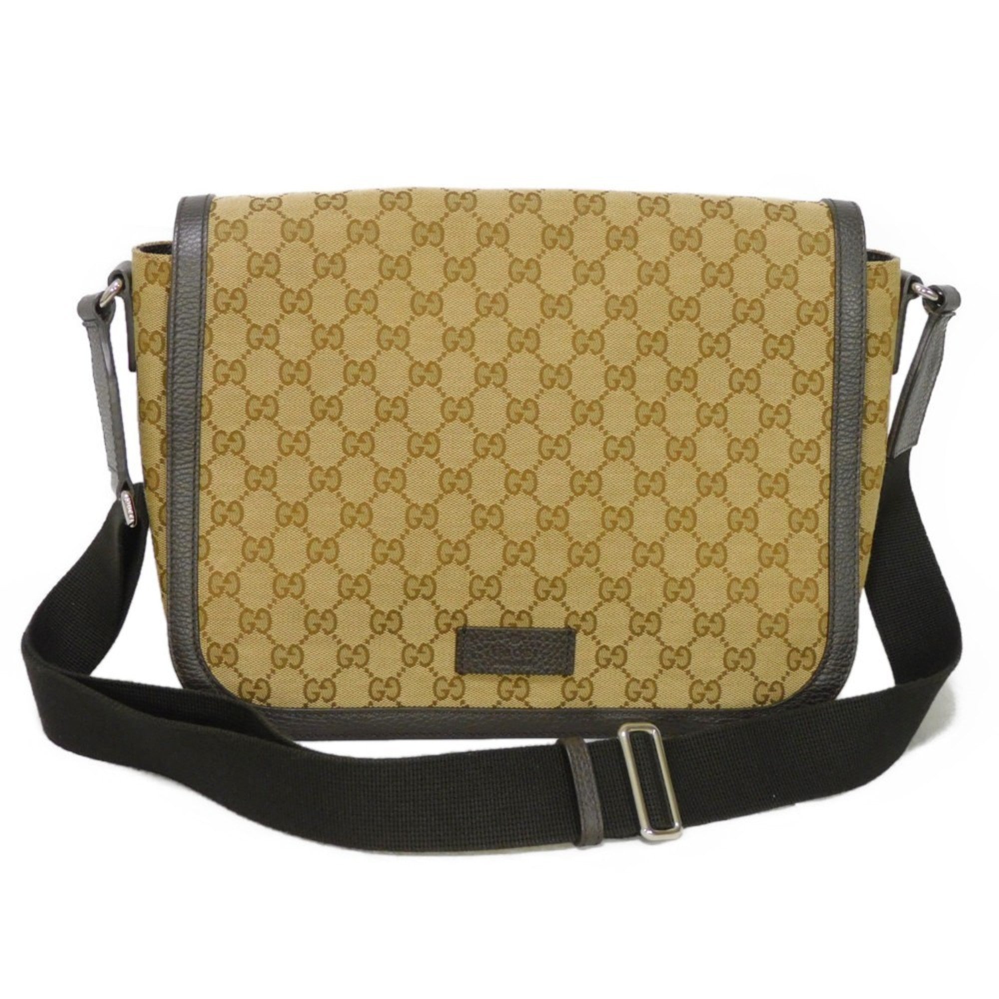 GUCCI Shoulder Bag GG Canvas Messenger Beige Brown Crossbody Logo Embo