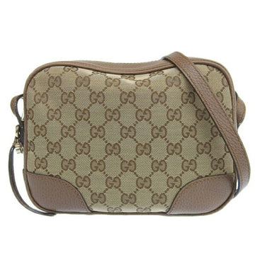 GUCCI GG Canvas Leather Shoulder Bag 449413 Beige Brown Ladies