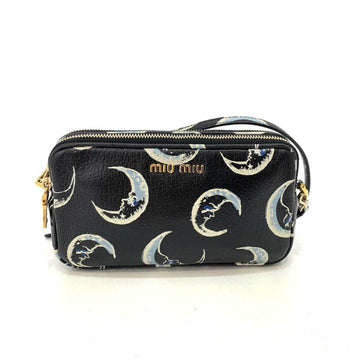 MIU MIU Miu Bag Moon Face Madras Shoulder Multicolor Black Pochette Camera Motif Print Ladies Leather MIUMIU