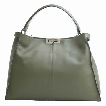 FENDI Peekaboo Leather X-Lite Large Handbag 8BN304 Khaki