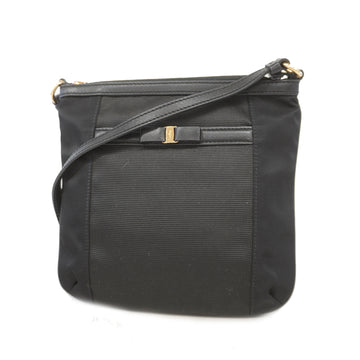 Salvatore Ferragamo Shoulder Bag Vara Nylon Black Gold Metal