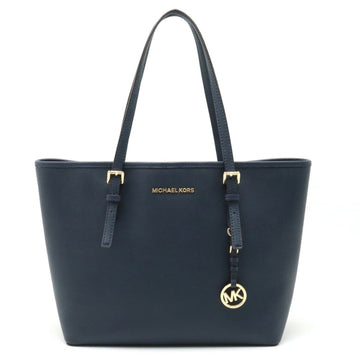 MICHAEL KORS Tote Bag Shoulder Leather Navy Blue