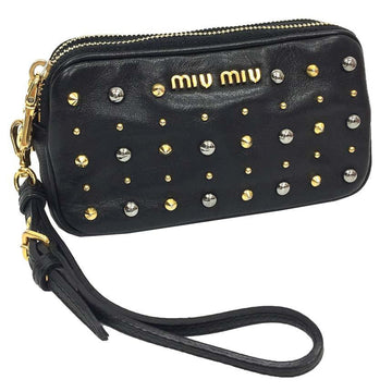 miumiu Miu leather studs iPhone case 5ARF04 VITELLO BORCHIE NERO back