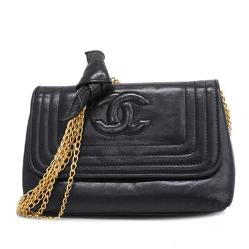 CHANEL Shoulder Bag Chain Lambskin Black Gold Hardware Women's