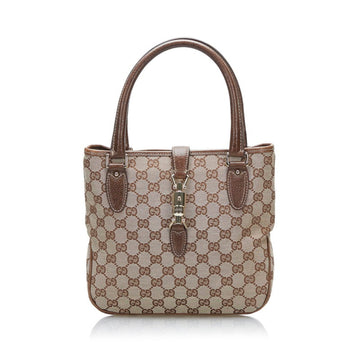 Gucci GG Canvas Jackie Handbag 145817 Brown Leather Ladies GUCCI