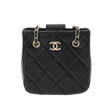 CHANEL Matelasse Pochette Chain Shoulder Black Women's Lambskin Bag