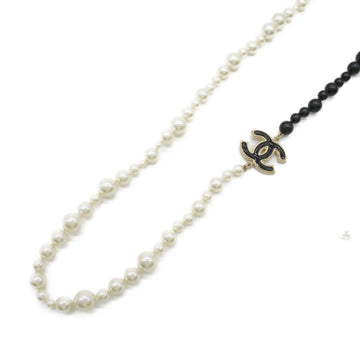 CHANEL Long Necklace F22A Necklace Gold Black Metal / fake pearl Gold Black