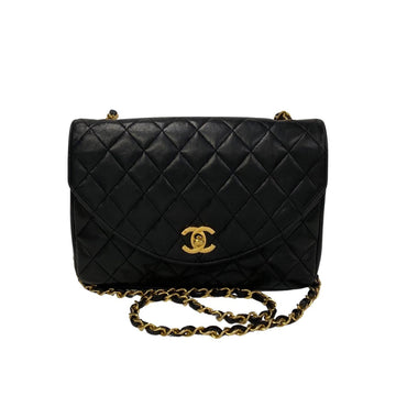 CHANEL Matelasse Lambskin Leather Turnlock Chain Shoulder Bag Black 31812