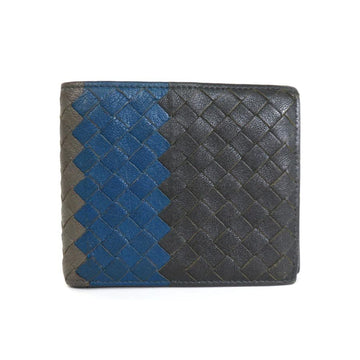BOTTEGA VENETA Bifold Wallet Intrecciato Leather Dark Gray/Blue Men's e56064a
