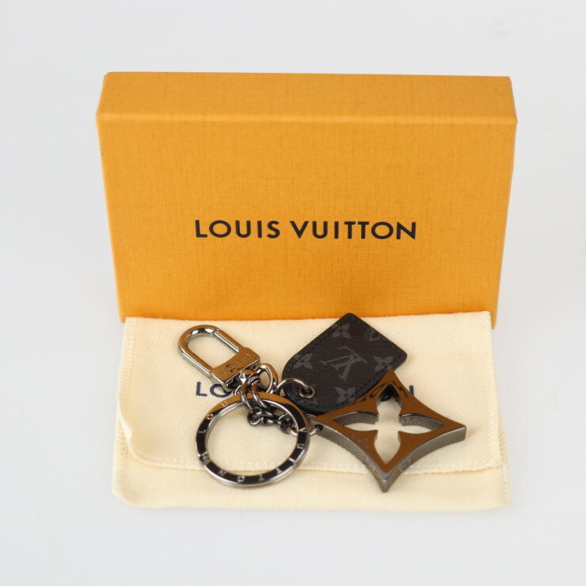 Repurposed Gold Louis Vuitton Keyring & Flower Logo Charm Vintage