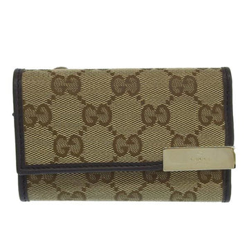 GUCCI Shima Canvas 6 Row Key Case Trifold Wallet 268831 Brown