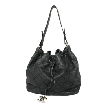 CHANEL Shoulder Bag Wild Stitch Leather Black Silver Hardware Women's