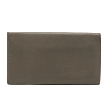HERMES Citizen Twill Long Silk-in Bifold Wallet Leather Greige X Engraved
