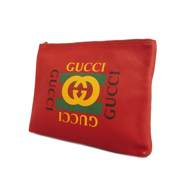 Gucci Sherry Line Portfolio 500981 Unisex Leather Clutch Bag Red Color