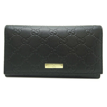 GUCCI Shima Plate Women's Men's Long Wallet 244946 Leather Black