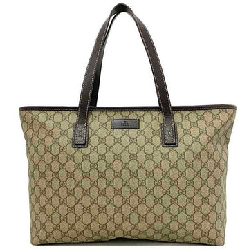 GUCCI Tote Bag Beige Brown 211137 PVC Leather  GG Ladies